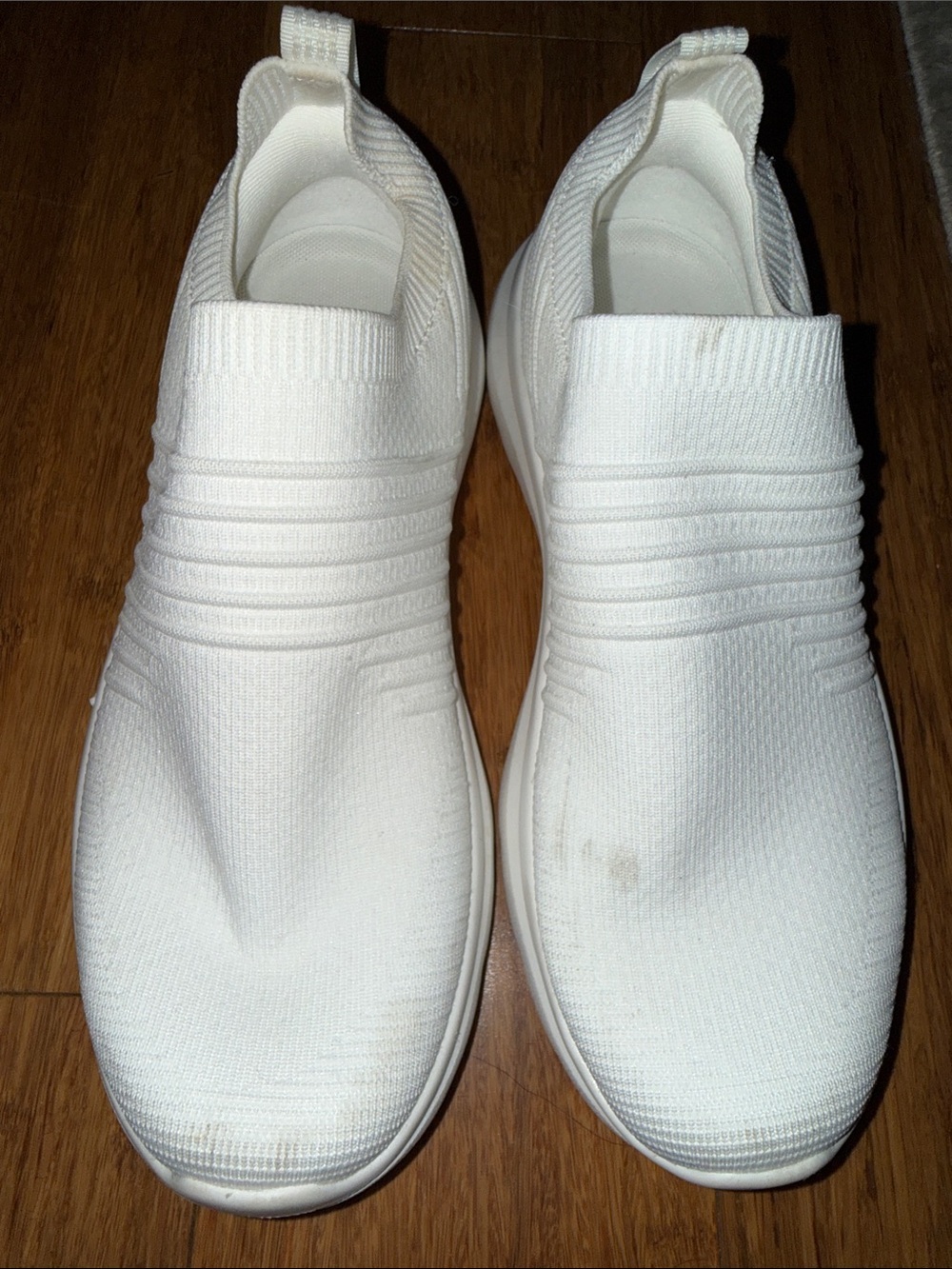Amazon Women's White Slip-On Knit Athletic Sneakers